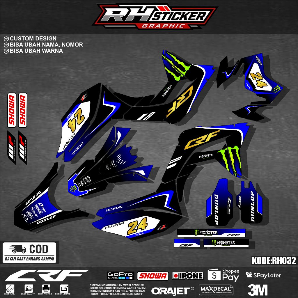 Decal Stiker Crf 150L Superglossy Motif Monster Bagus Simple Keren Bisa Custom