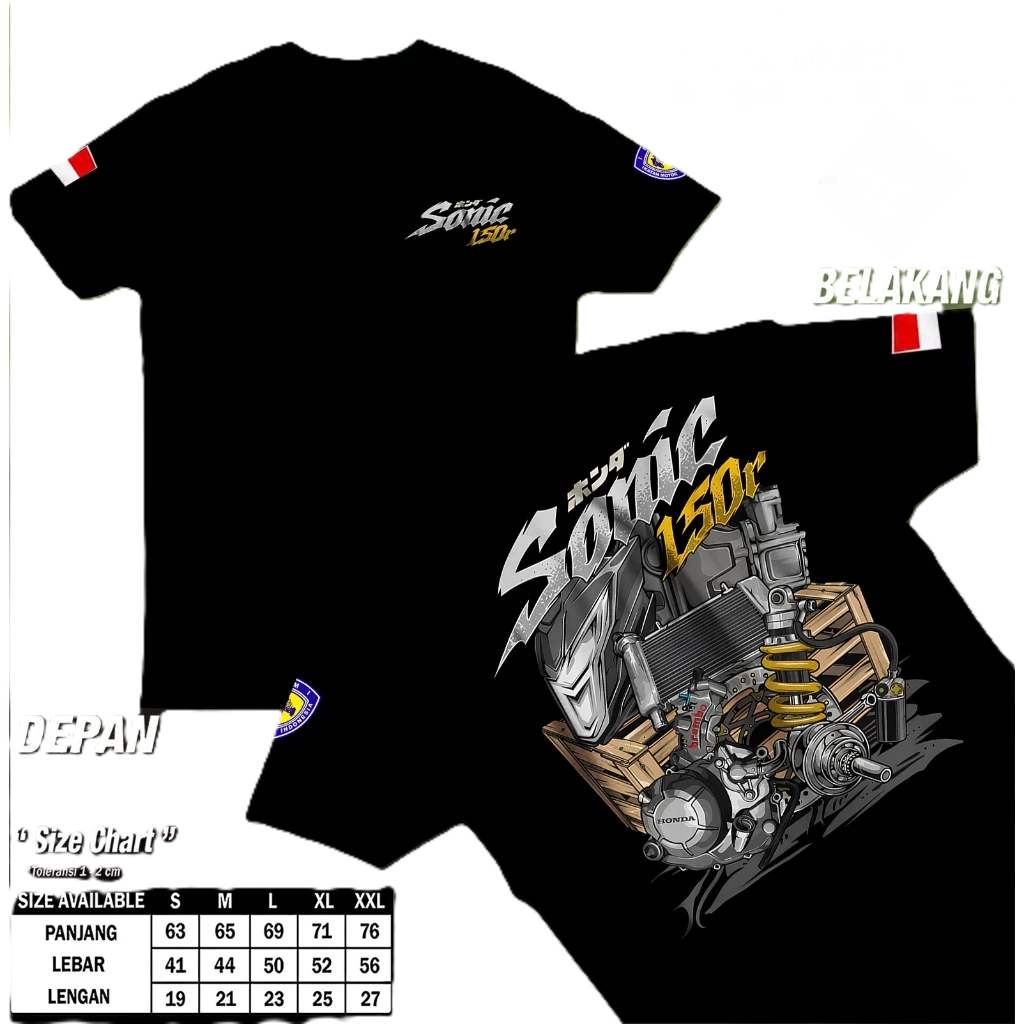 KAOS MESIN SONIC 150R/ kaos Distro MESIN SONIC 150R kaos Pria dan Wanita