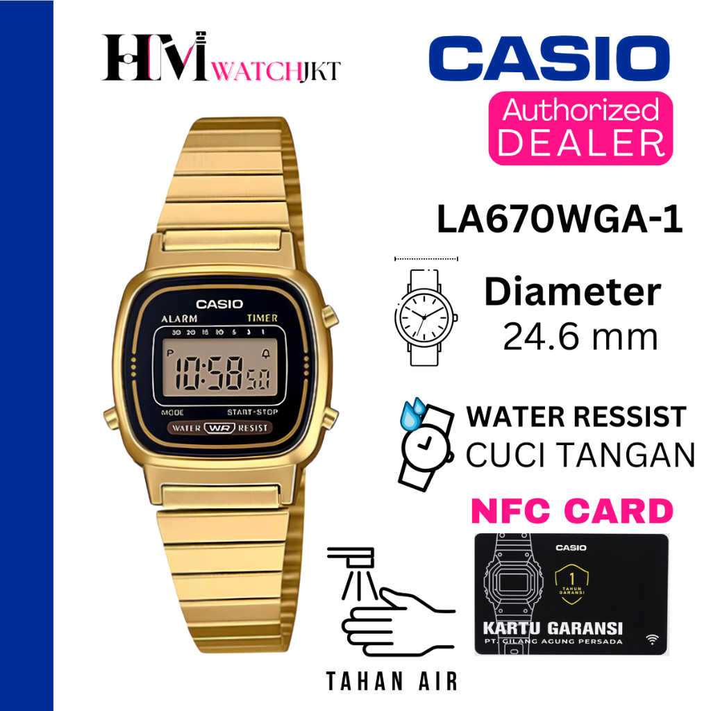 CASIO LA670WGA-1DF Jam Tangan Wanita Original Digital Vintage LA670WGA-1 LA670W LA670 la670
