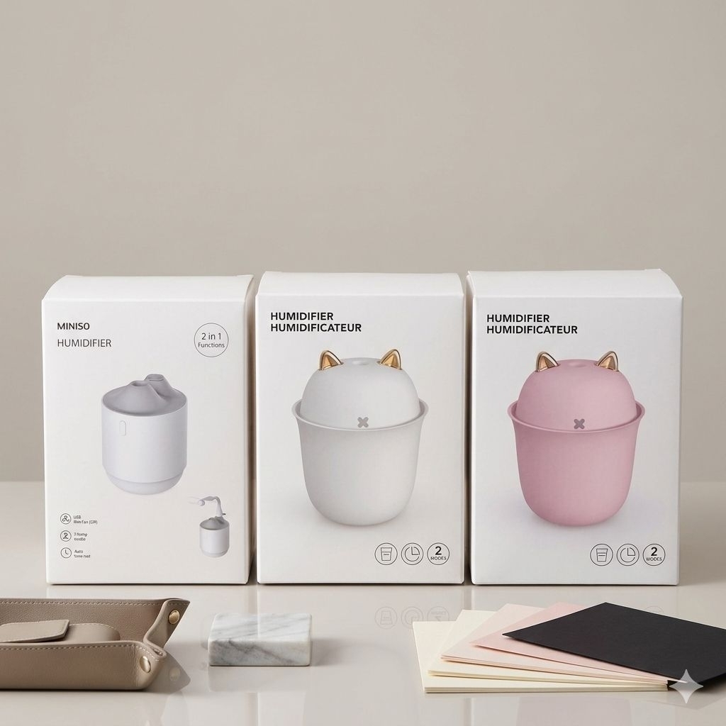 MINISO ALD-JS15 Pelembab Udara Berbentuk Rumah - Merah Muda, Abu-abu