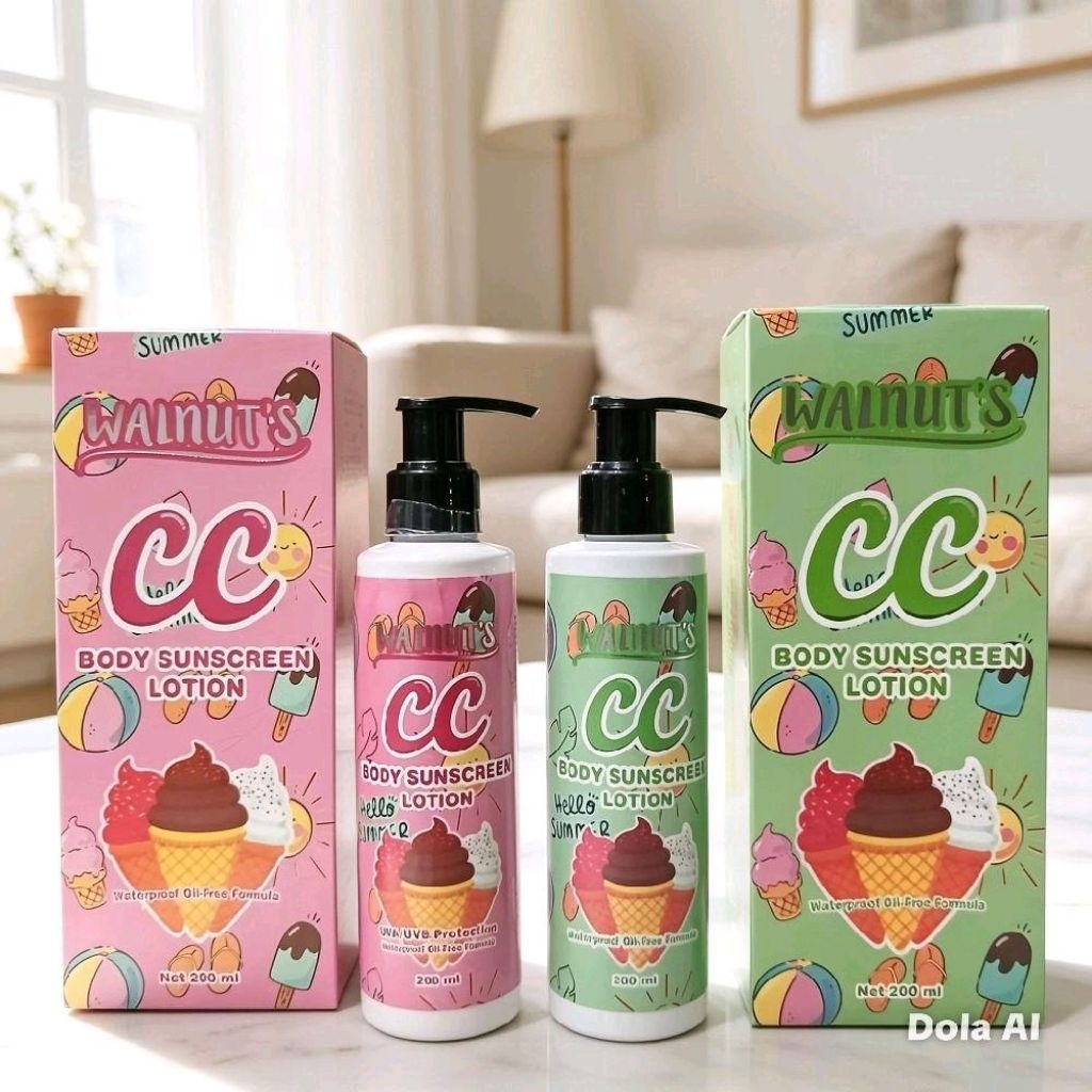 Walnut’s CC Body Sunscreen SPF 50 PA+++ 200ml - Waterproof, Anti Lengket, Efek Tone Up Cerah Seketik