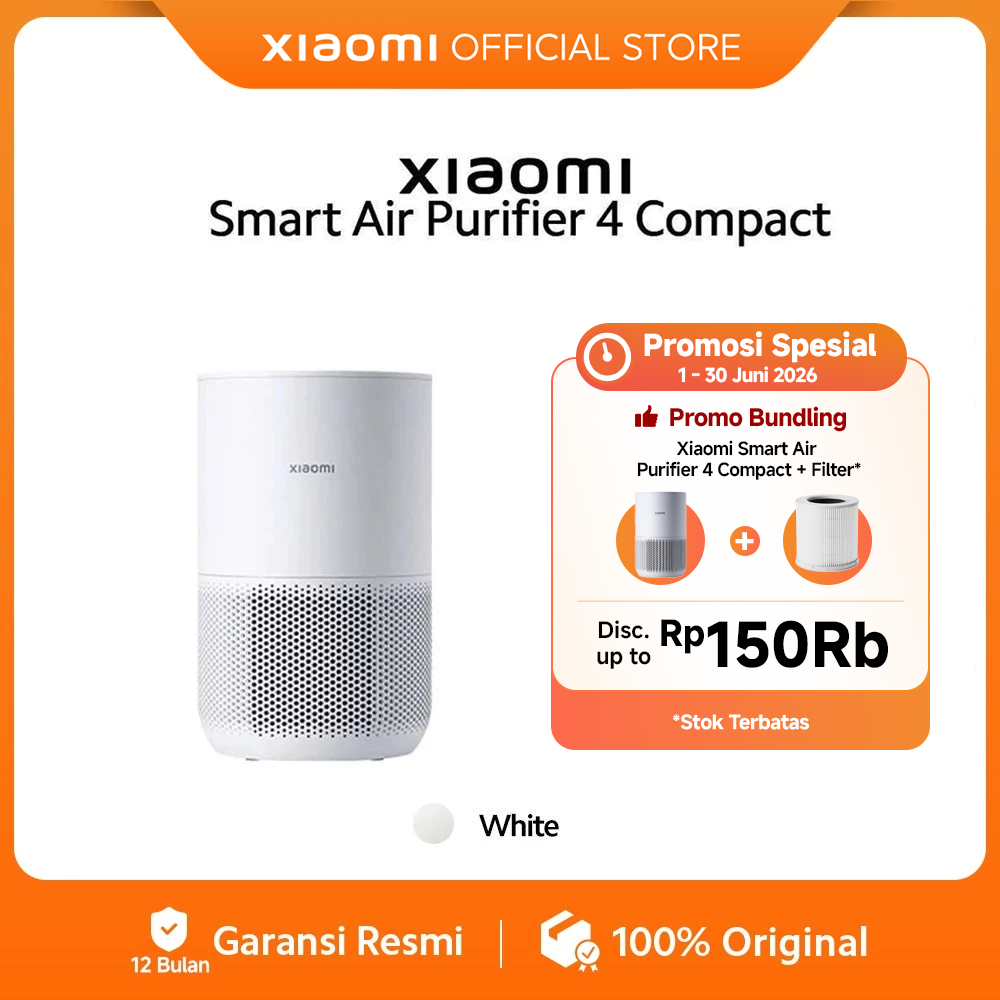 Xiaomi Smart Air Purifier 4 Compact | Menghilangkan Alergen | Filter 3-in-1 | Konsumsi energi rendah