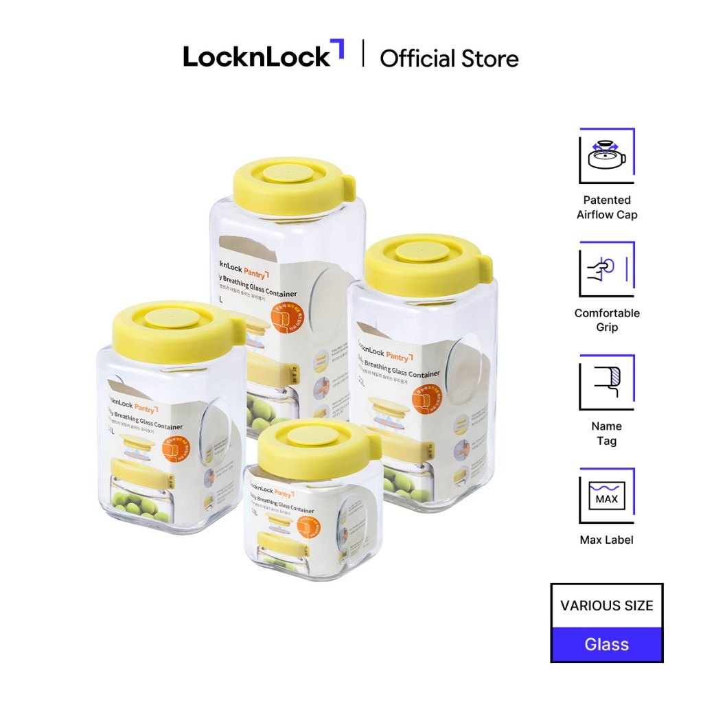 LocknLock Toples Kaca Penyimpan Makanan Daily Breathing Glass Container