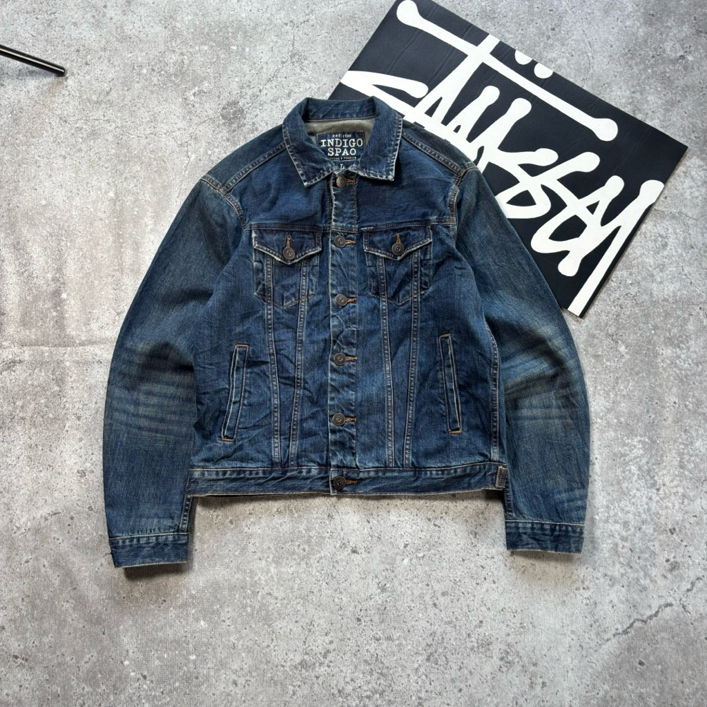 Trucker Denim Jacket by SPAO Indigo