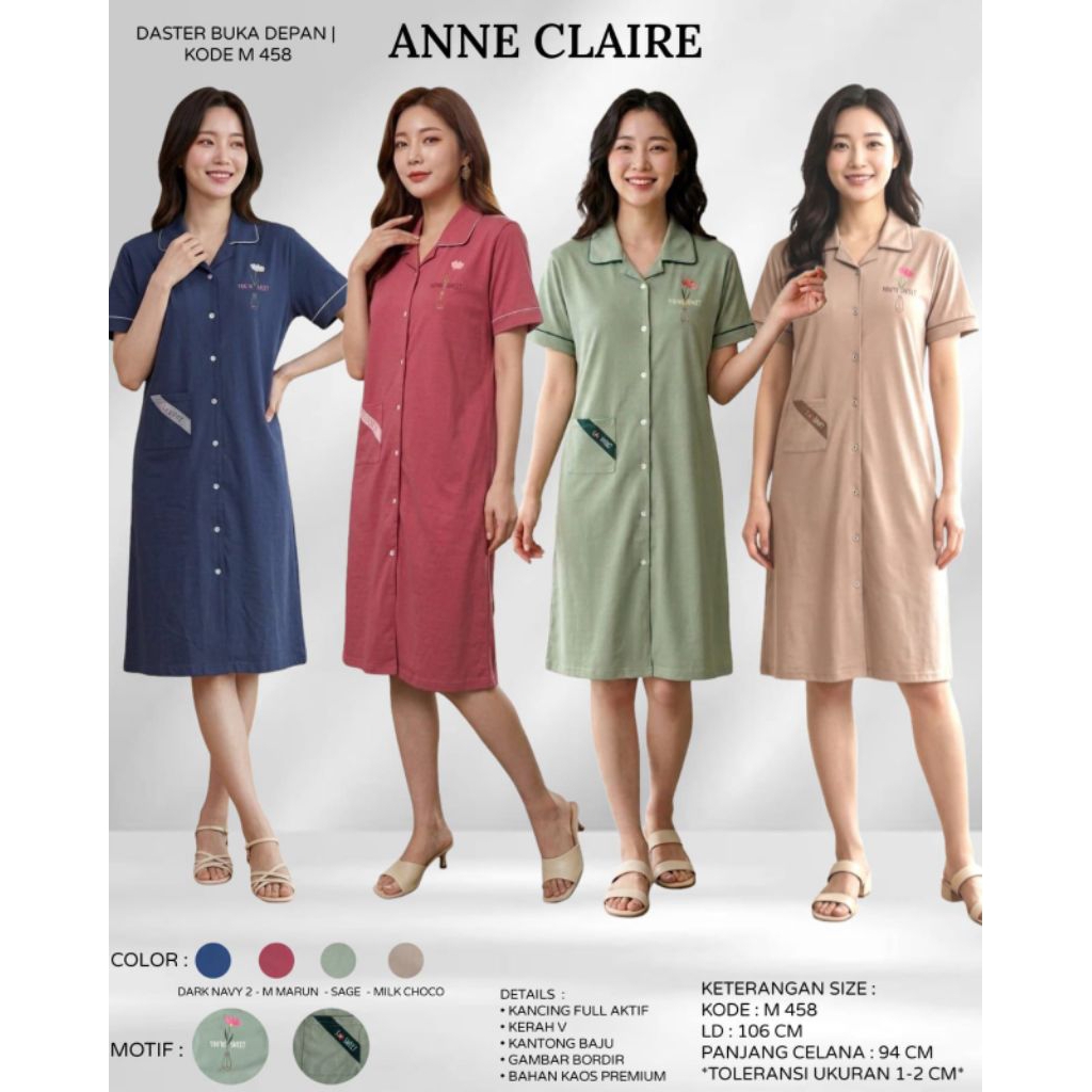 ANNE CLAIRE - Piyama Daster / Daster Anne Claire / Daster Buka Depan M 458