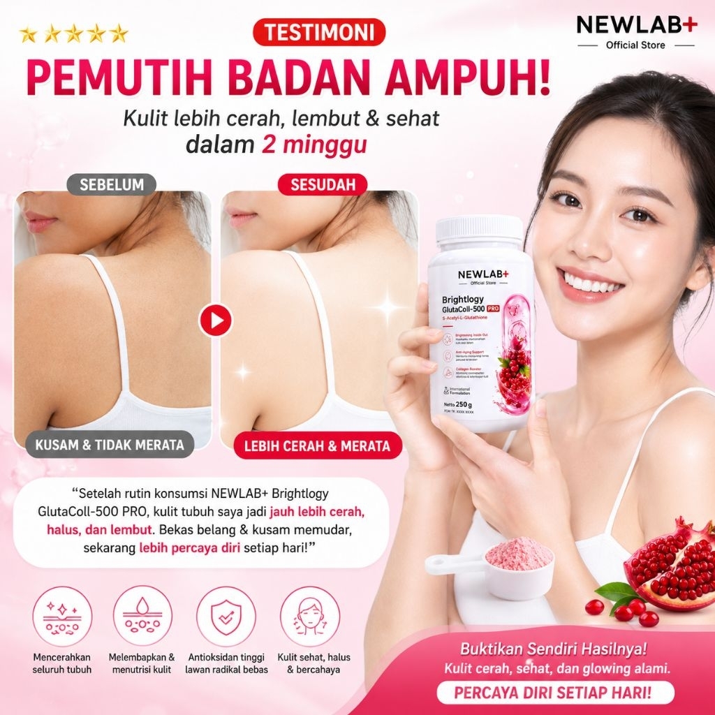NEW LAB BRIGHTLOGY SERBUK COLLAGEN PEMUTIH BADAN AMPUH BPOM