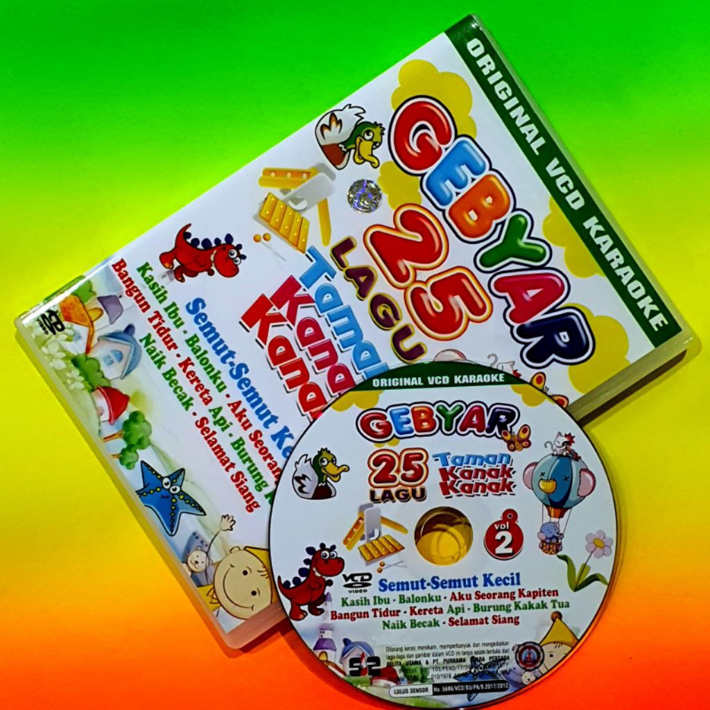 KASET VCD ORIGINAL LAGU TAMAN KANAK KANAK - KASET VCD LAGU ANAK ANIMASI PILIHAN TERBAIK