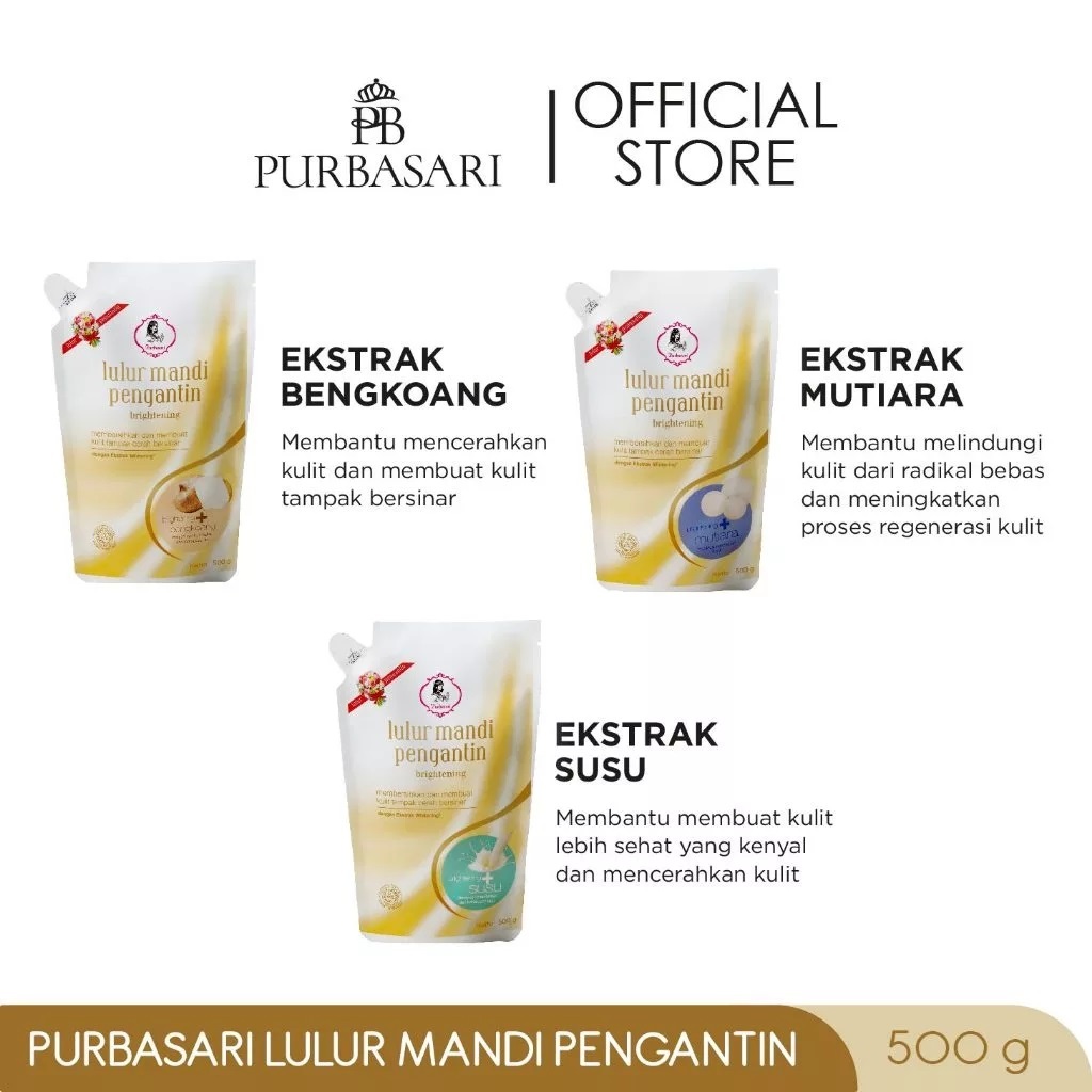 Purbasari Lulur Pengantin/ Lulur Pemutih Whitening Pencerah 500 GR