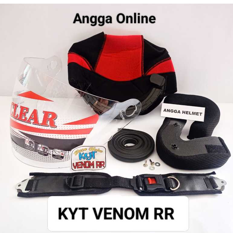 PAKET KYT VENOM RR. Busa Helm KYT VENOM RR + Kaca Helm KYT VENOM RR + Lis Kare Helm + Tali Helm