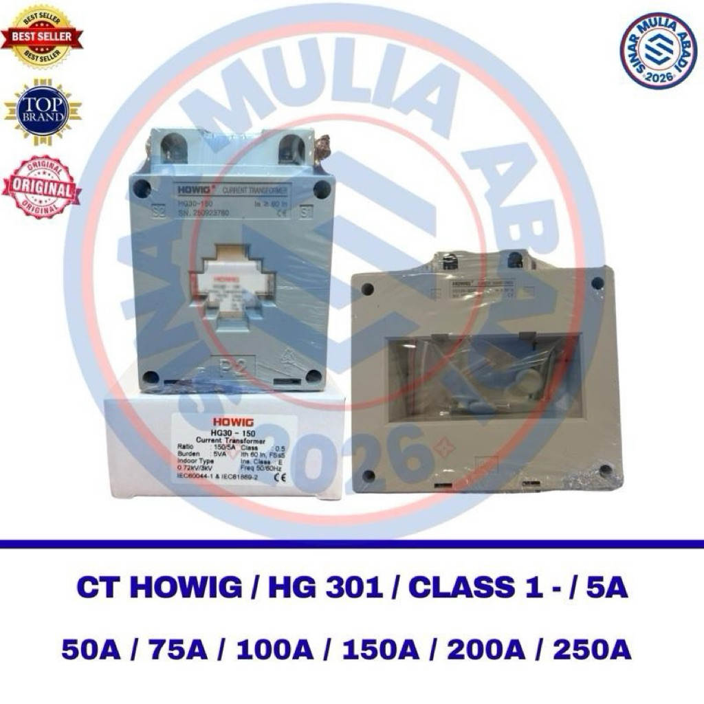 CT HOWIG 50A / 75A / 100A / 150A / 200A / 250A HG301 CLASS 1 (HOLE DIMENSI 30,5 X 11) - CURRENT TRAN