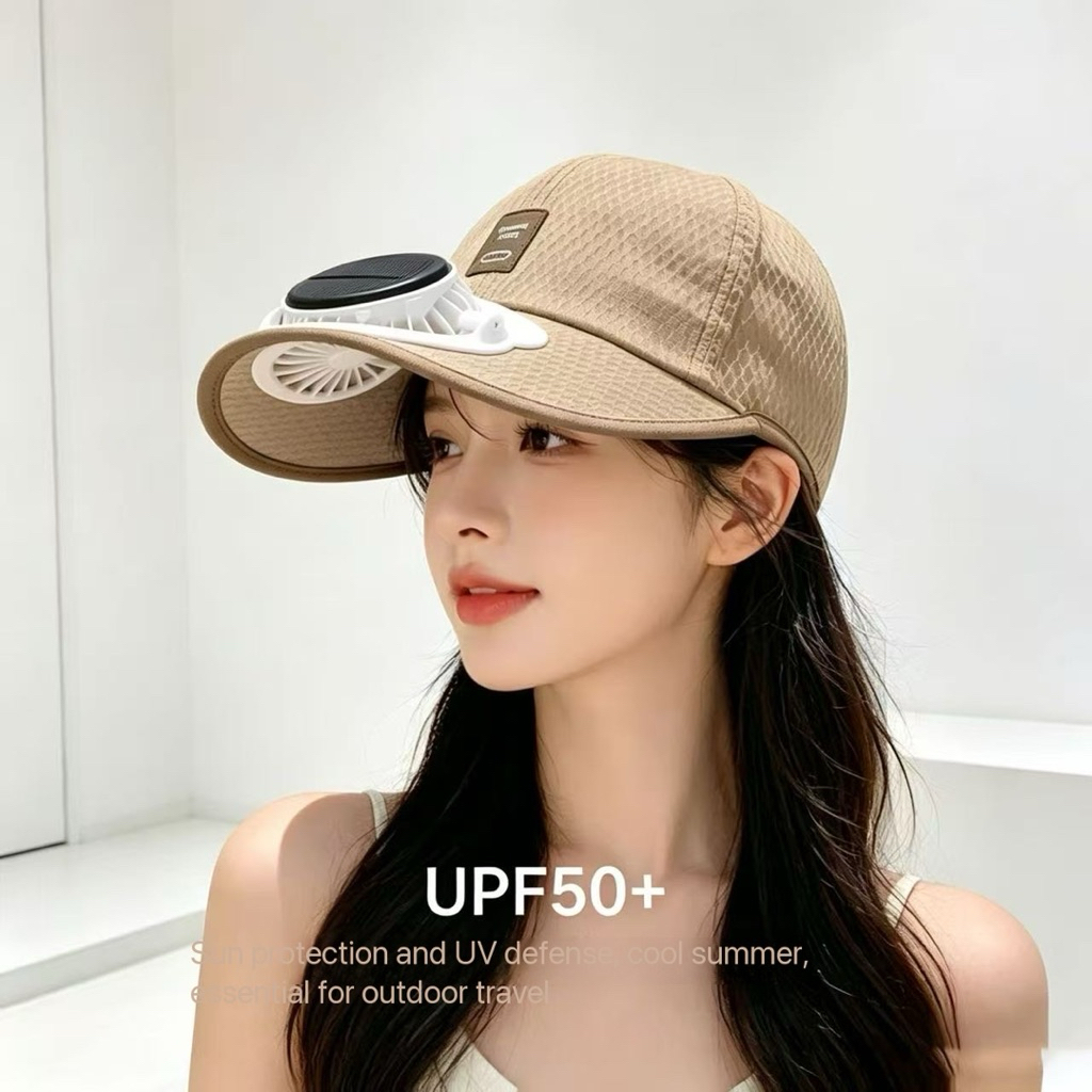Rurui - Topi Kipas Tenaga Surya Anti Panas Outdoor Topi Topi Matahari Ventilasi Portabel