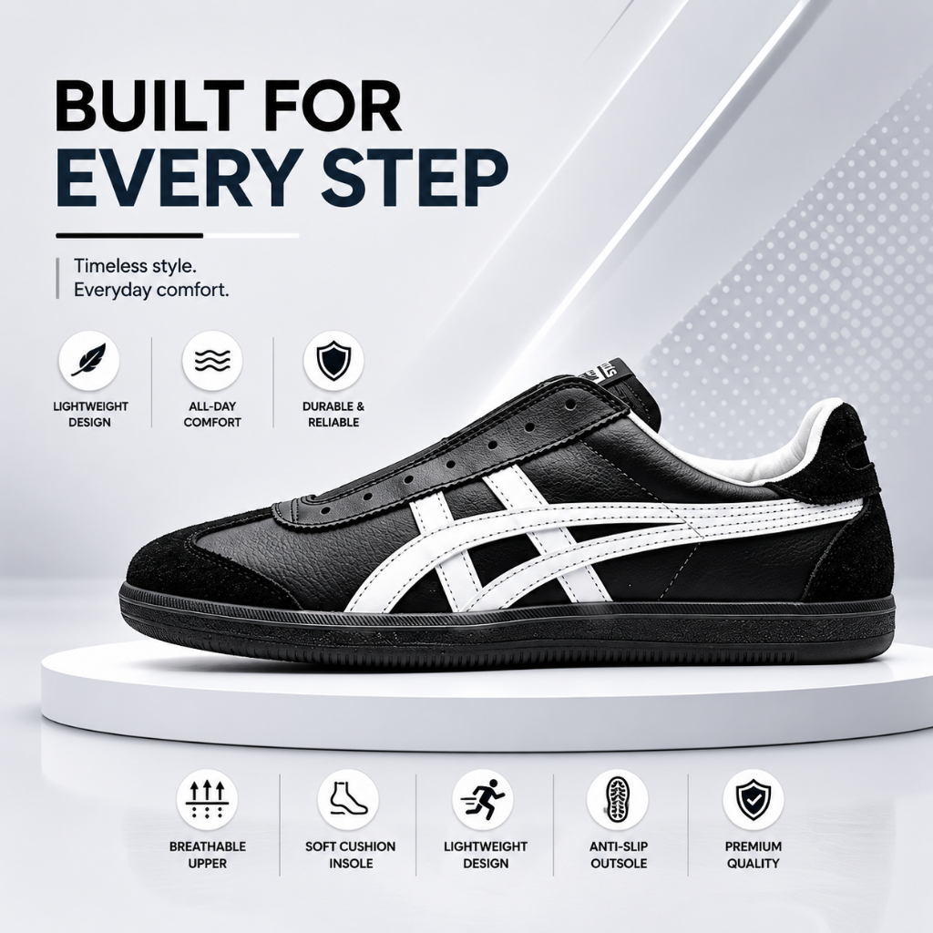 Sepatu Onitsuka Hitam Polos Pria dan Wanita Official Store Indonesia 100% Premium