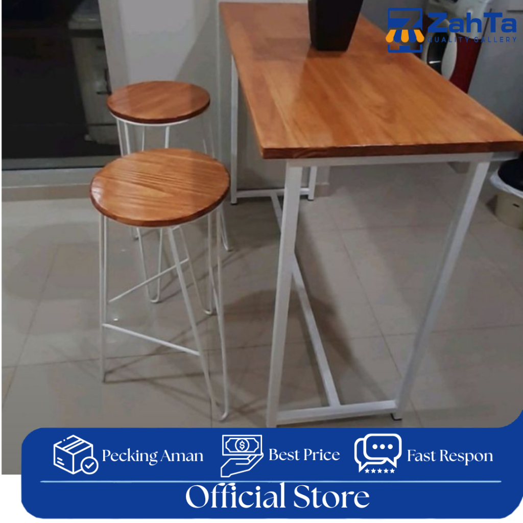 ZAHTA - MEJA MAKAN MINI BAR MEJA DAN KURSI INDUSTRIAL