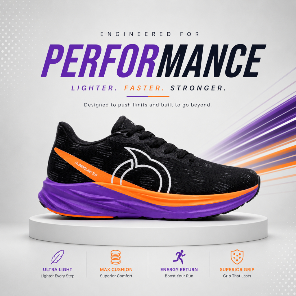 Ortuseight Hyperglide 2.0 Sepatu Joging Baru Rubber Anti Slip Unisex 38-44 Hitam