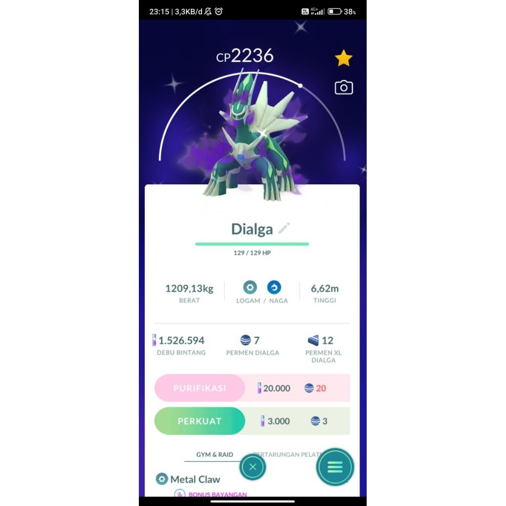Shadow Dialga Shiny Pokemon Go