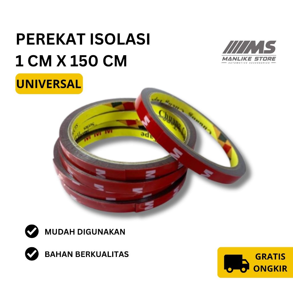 Perekat Isolasi Double Tape Lebar 1CM Foam Dobel Tape Dobel Universal