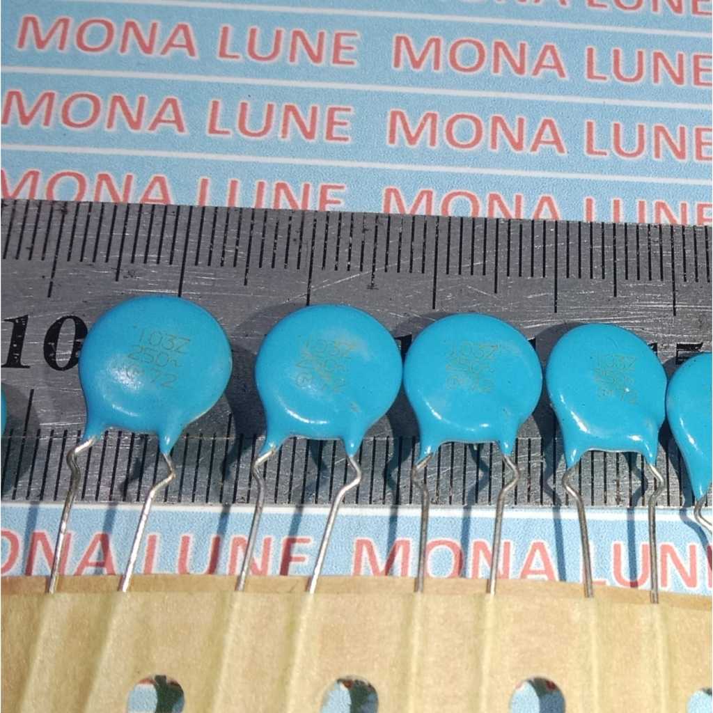 103Z 250 8mm 103 250v keramik 10n 10nf kapasitor ceramic 10 n nf biru RENCENG BIRU