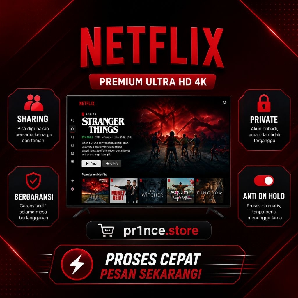 NETFLIX PREMIUM SHARING 2 BULAN FULL GARANSI