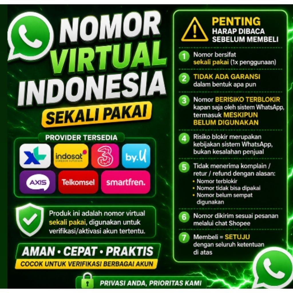 Paket Nomor WhatsApp Fresh Siap Pakai, Aktivasi Mudah