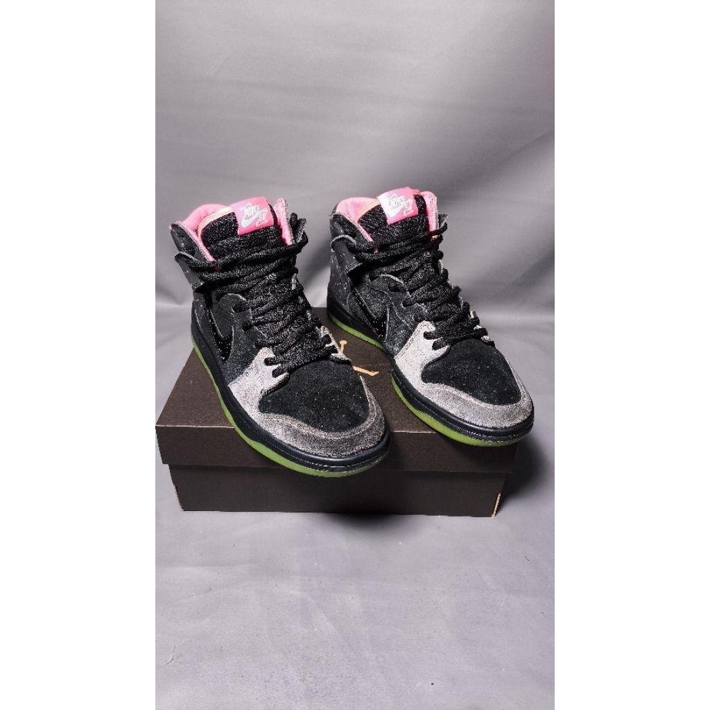 Sepatu casual sneakers Nike SB Dunk high "Northern Lights" Glow in the dark Bekas second
