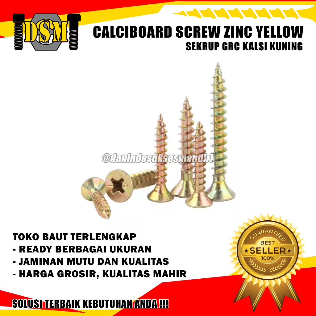 (100 PCS) Sekrup Kuning GRC Kalsi / Calciboard Screw / Sekrup Serbaguna