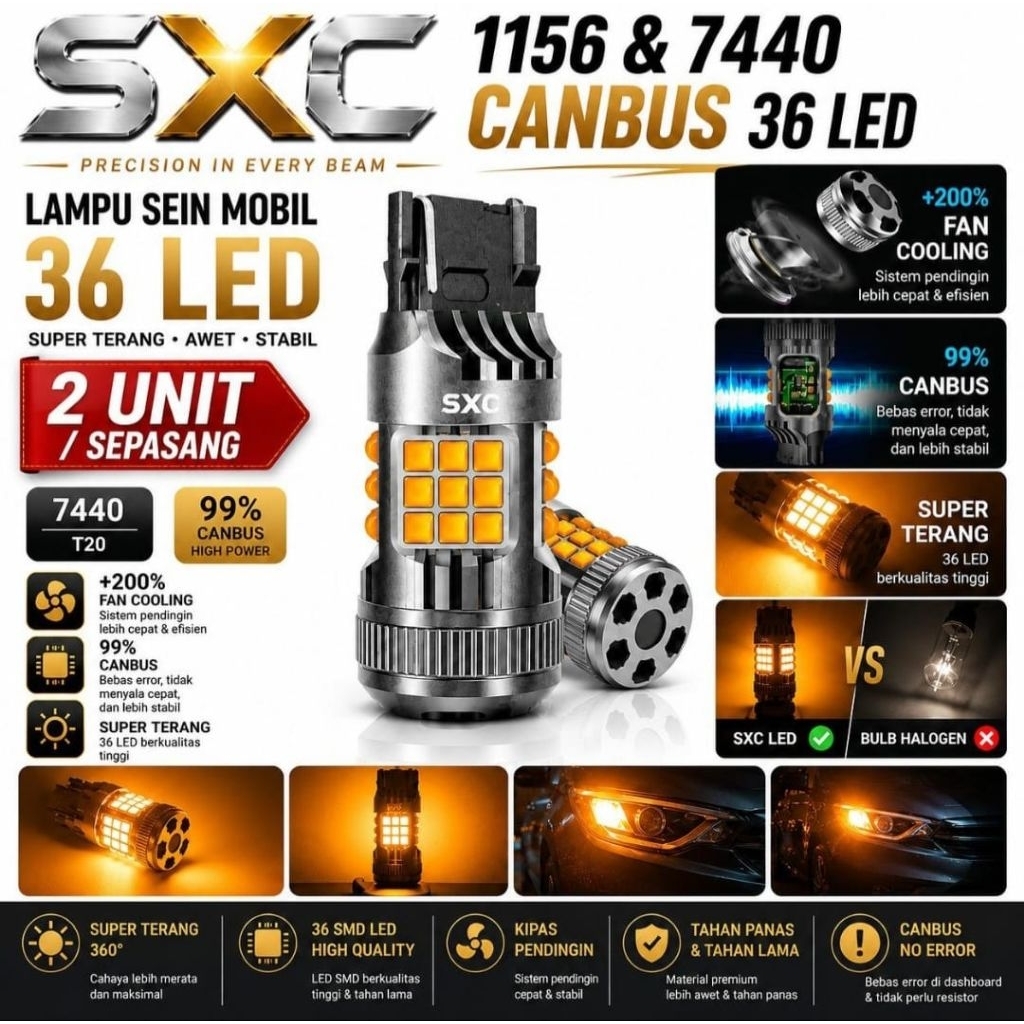 LAMPU SEIN MOBIL ORIGINAL SXC 1156 | 7440 36 LED 30WATT SUPER BRIGHT