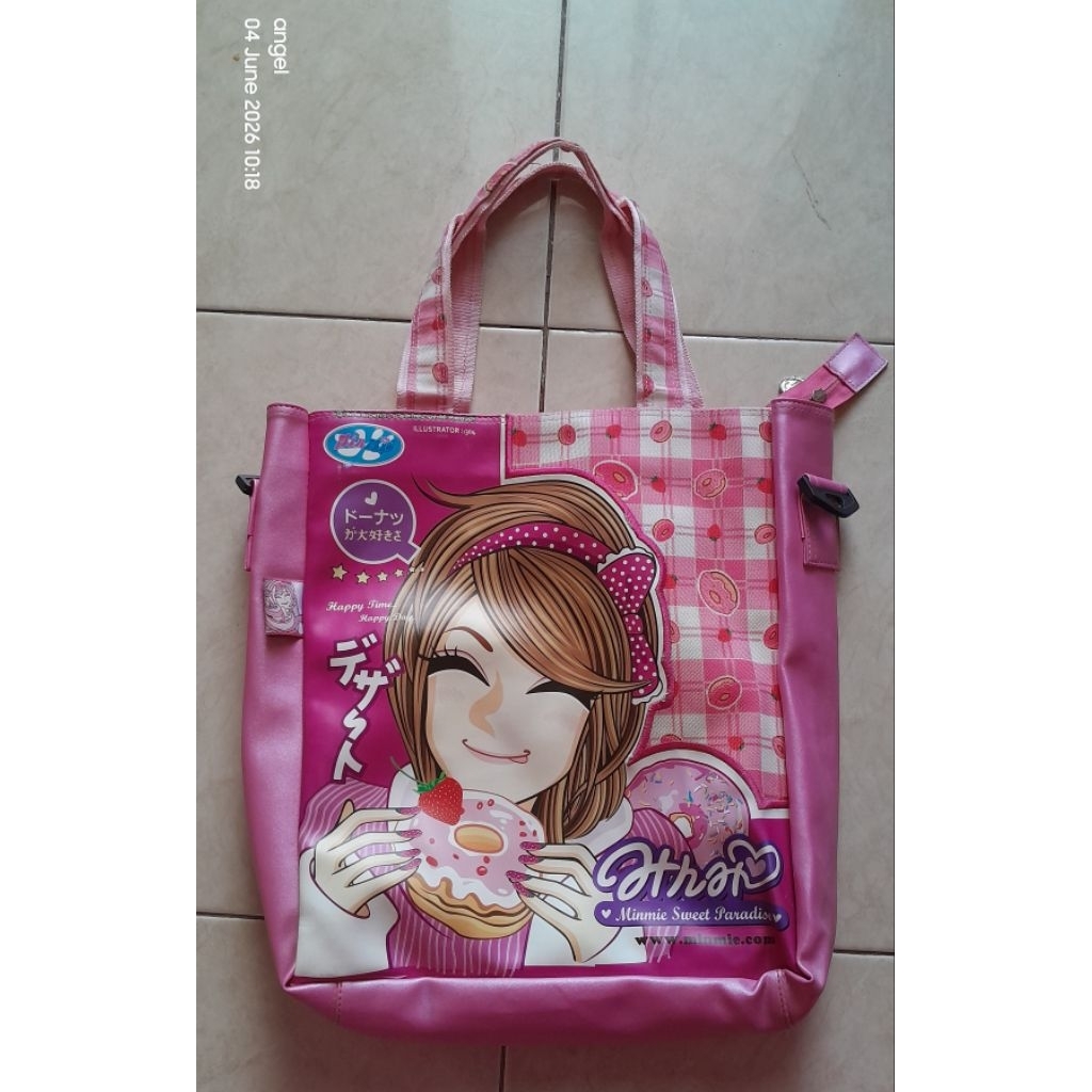 tas tangan tas selempang sling bag minmie pink ORI