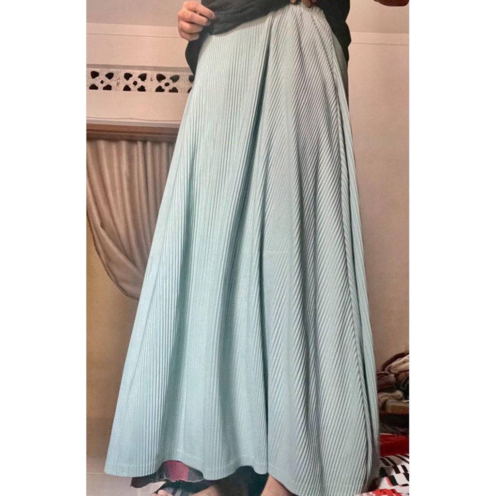 rok wanita lidi tebal kembang warna mint