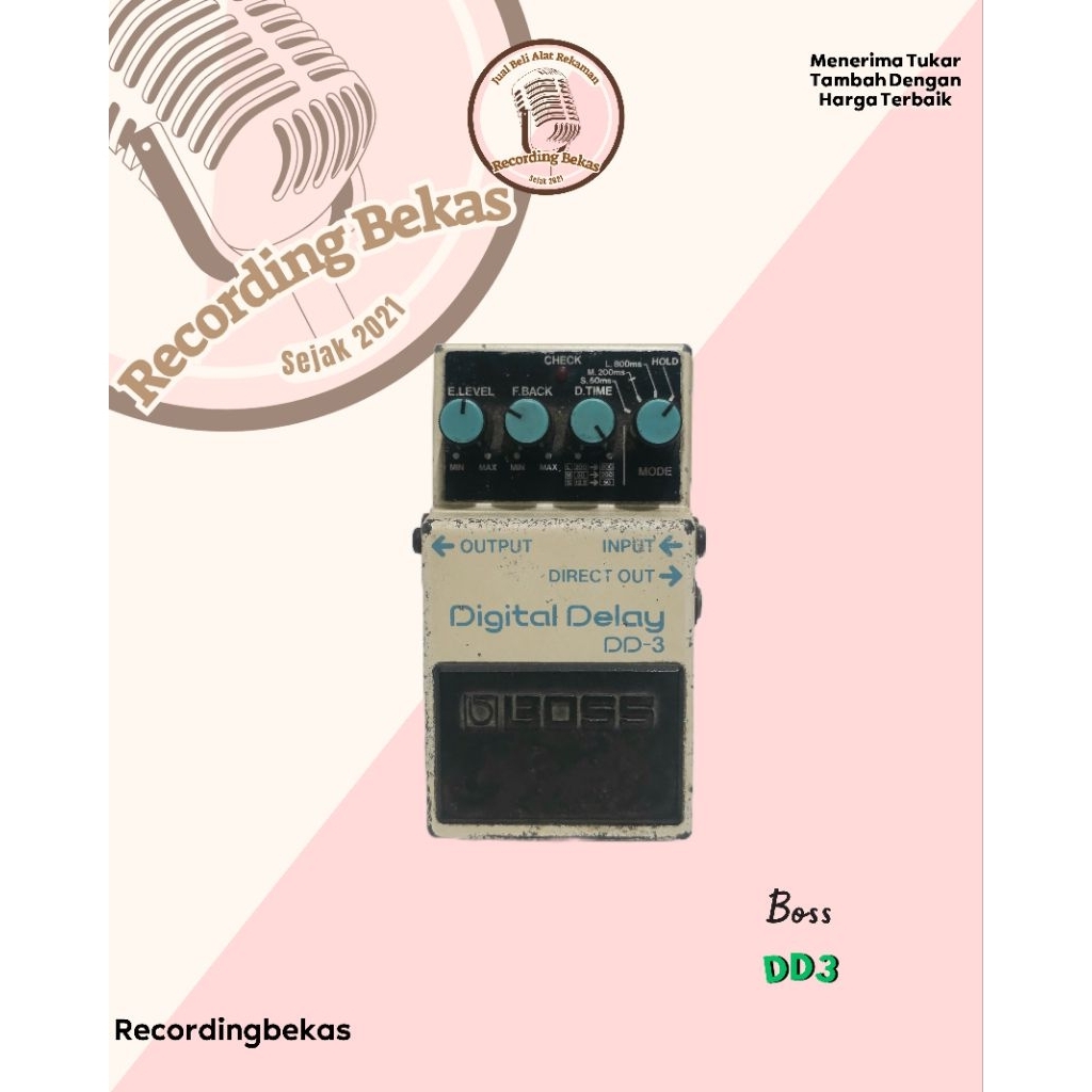 Pedal Efek Digital Delay Boss DD3 Pink Label
