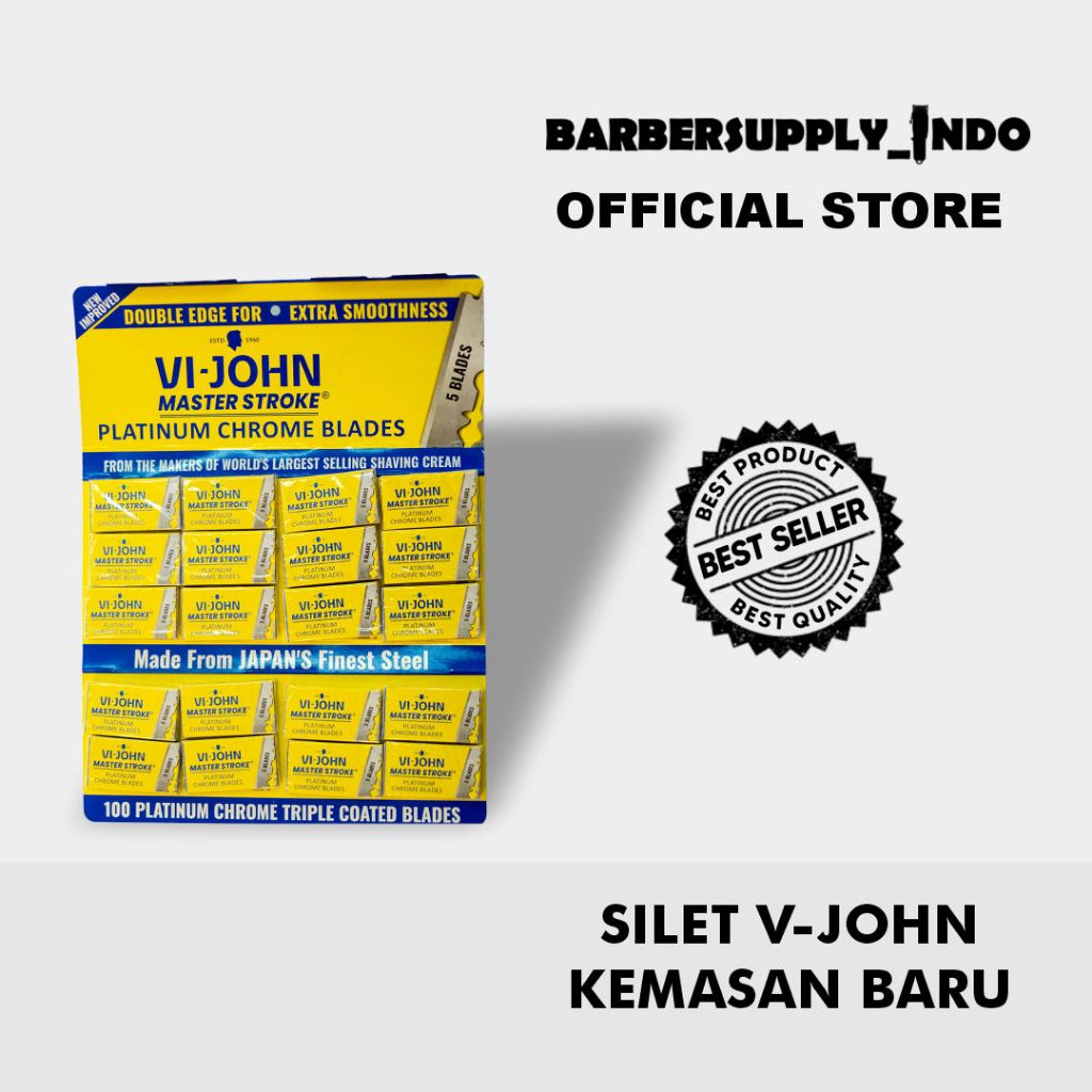 PISAU SILET VI-JOHN CHROME PLATINUM ORI BARBER PANGKAS SALON ISI 20