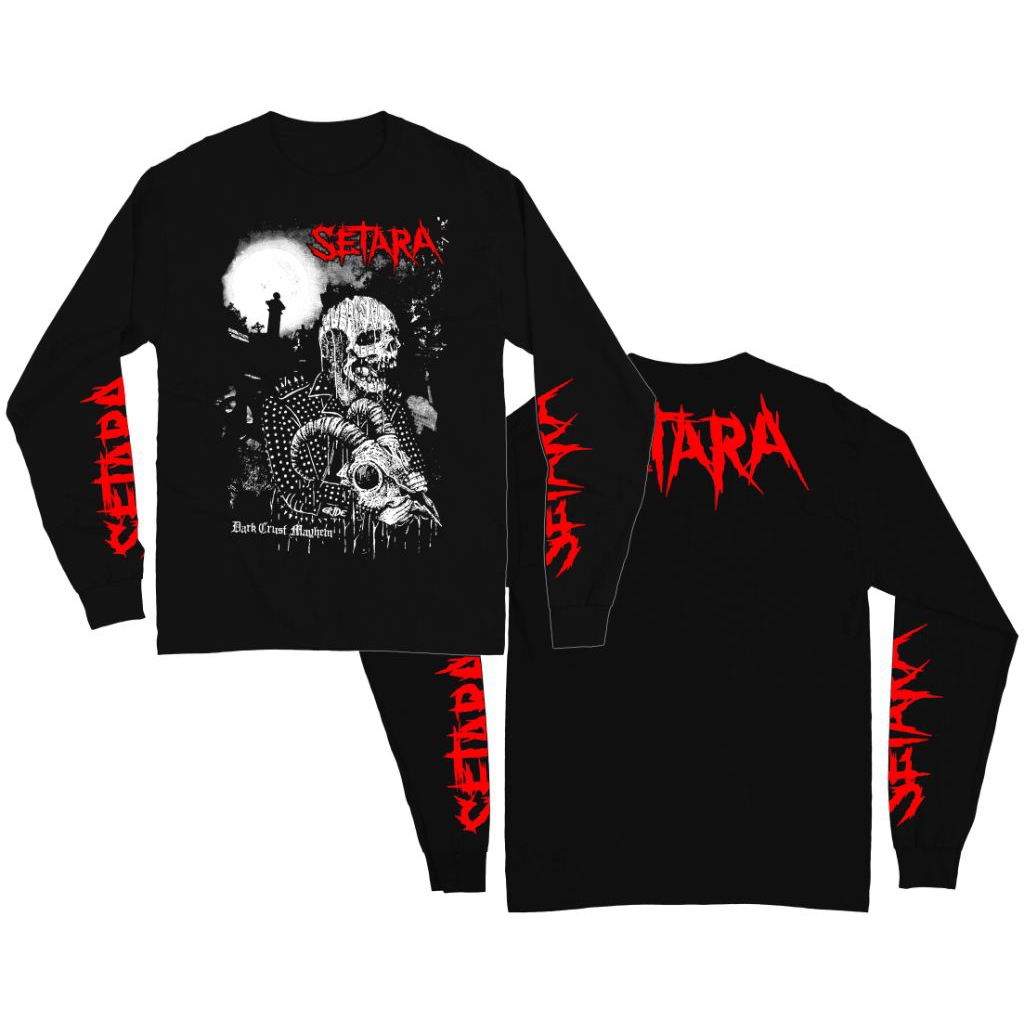 Kaos Band Punk Lengan Panjang Setara - Dark Crust Mayhem hitam
