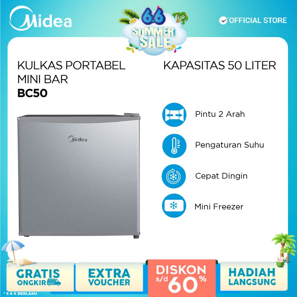 [NEW PRODUCT] Midea Kulkas Mini Portable MDRD86FGG50ID 50L