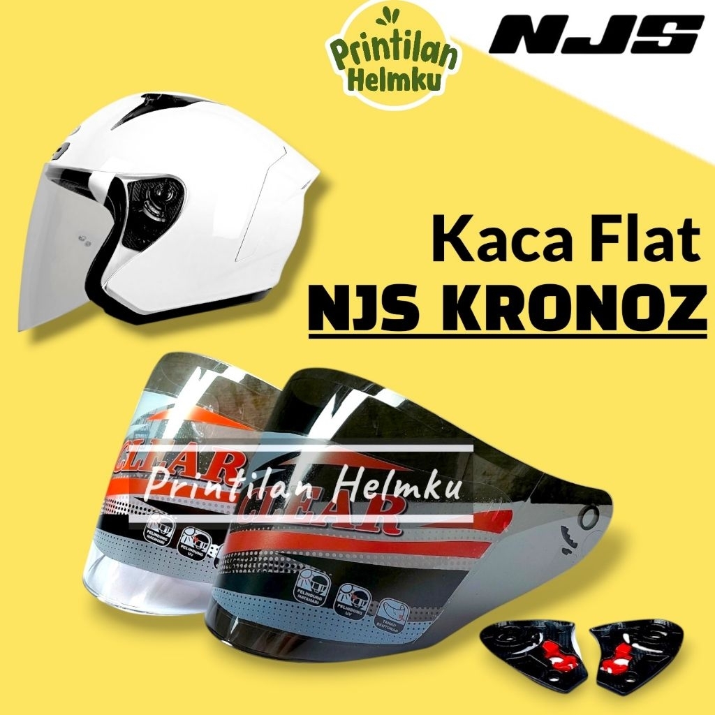 Kaca Helm NJS KRONOZ Flat Visor Helmet Njs Kronoz Bening Hitam