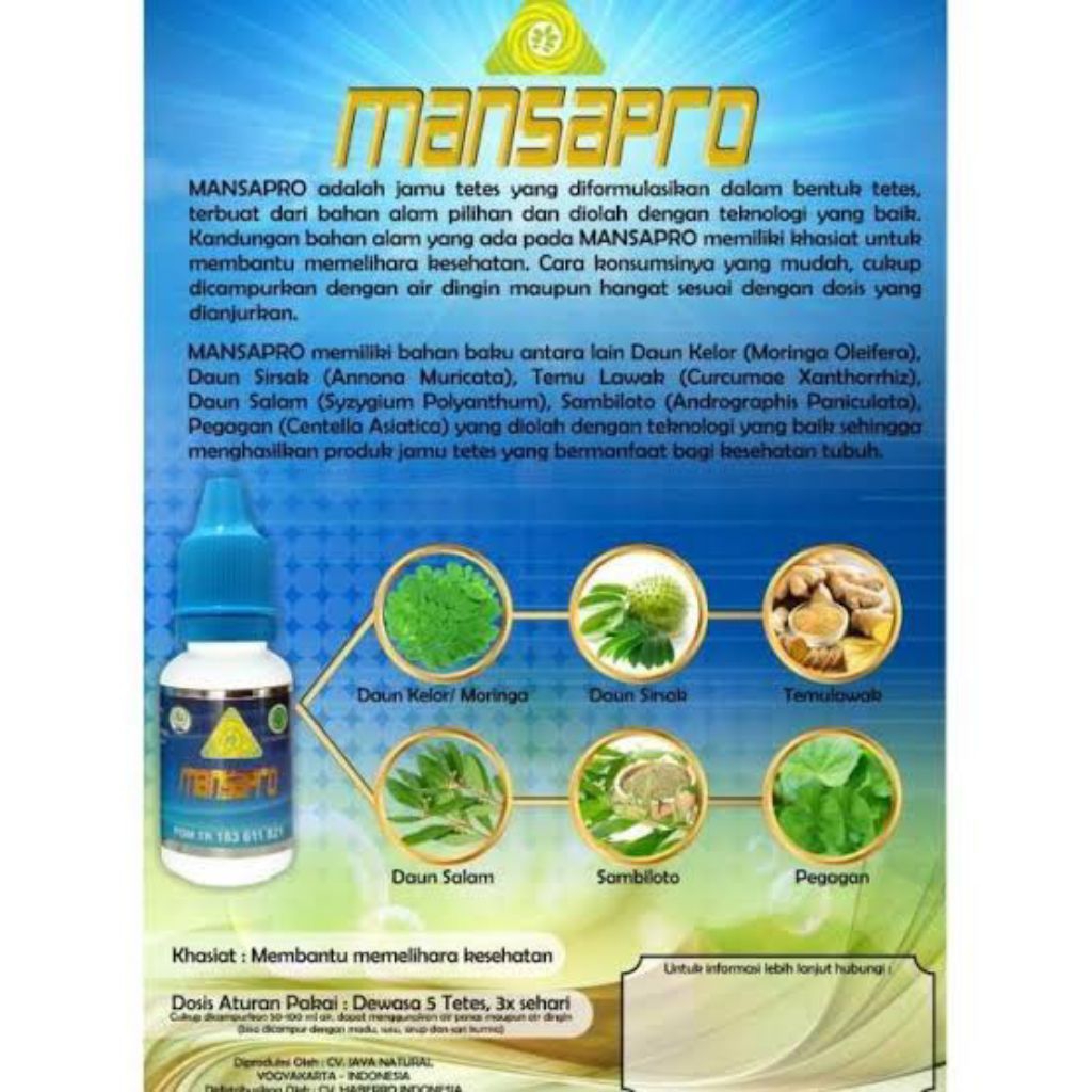Mansapro 15 ML  Jamu Tetes Alami untuk Meningkatkan Daya Tahan Tubuh