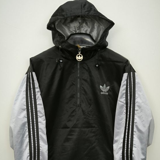 Jaket ADIDAS Back Big Logo Colabs DESCENTE Track Half Zip Boxy Vintage