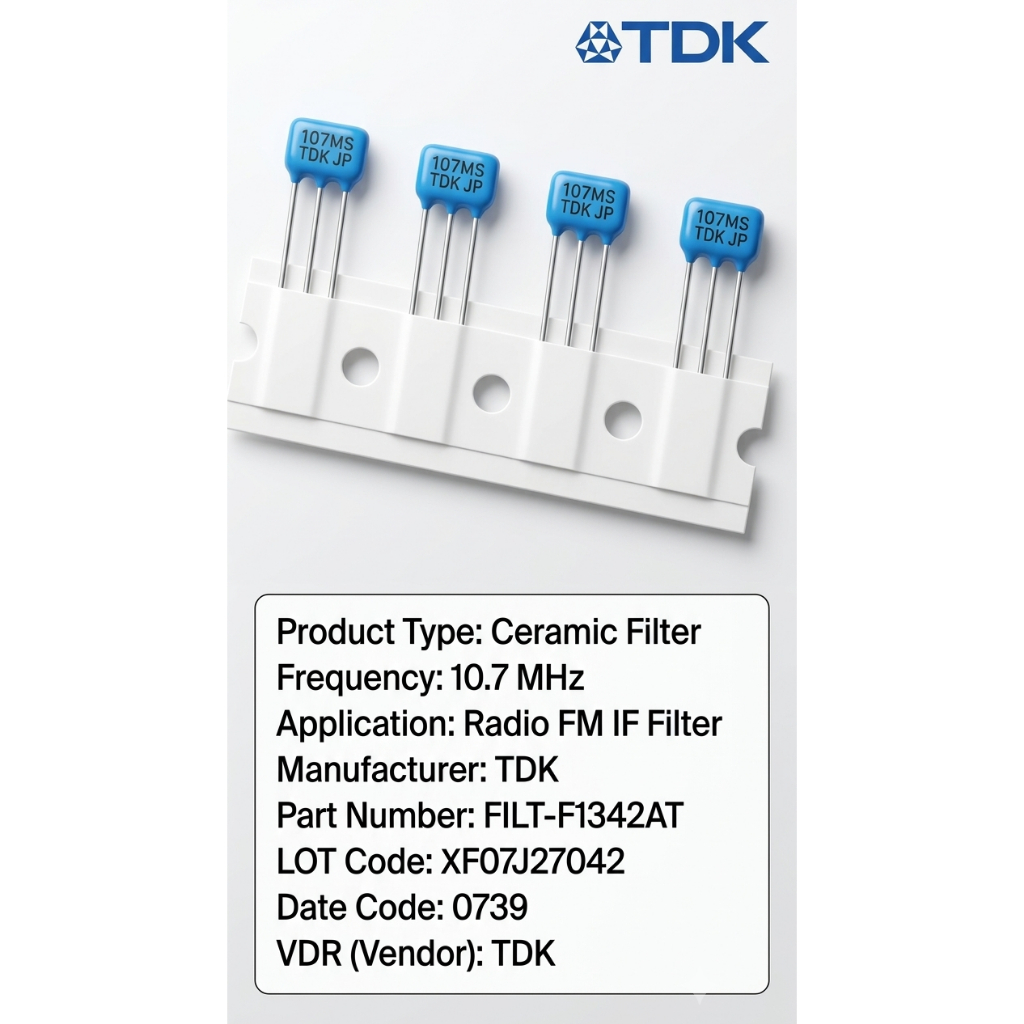 Ceramic Keramik Filter Radio IF FM 107MS 107 10.7 Mhz 3 Pin - Original TDK - Harga per 1 Buah