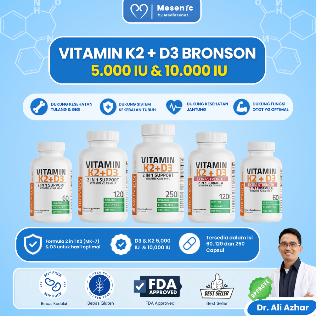 Vitamin D3 + K2 MK-7 5000 IU & Extra Strength 10000 IU | 100% Asli dan Original