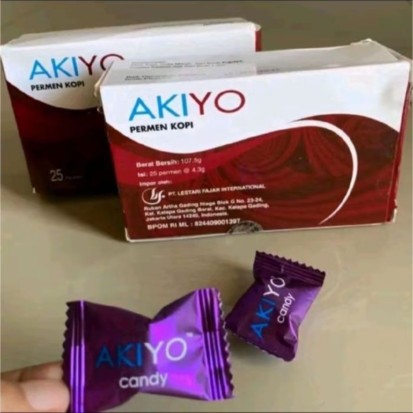1 BOX AKIYO PERMEN RASA KOPI READY ISI 25 PC