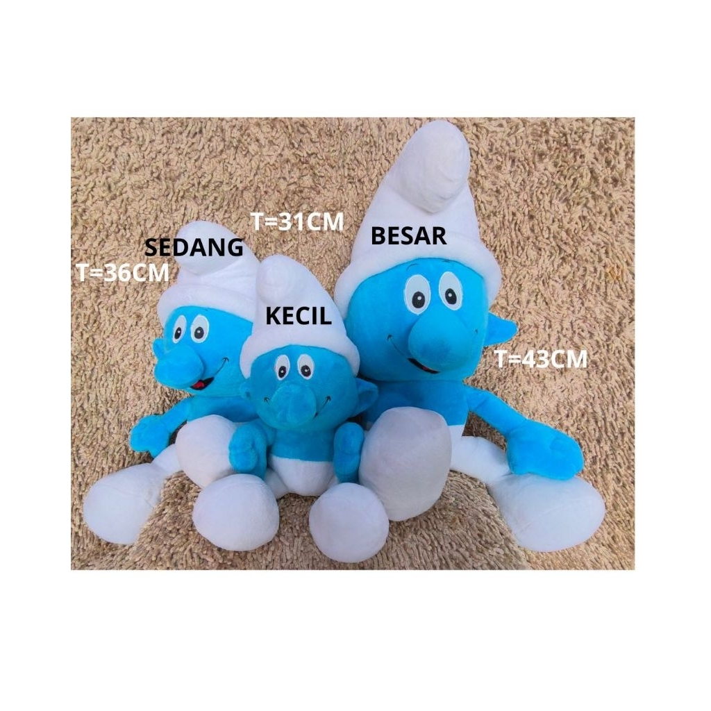 BONEKA SMURF BESAR SEDANG KECIL