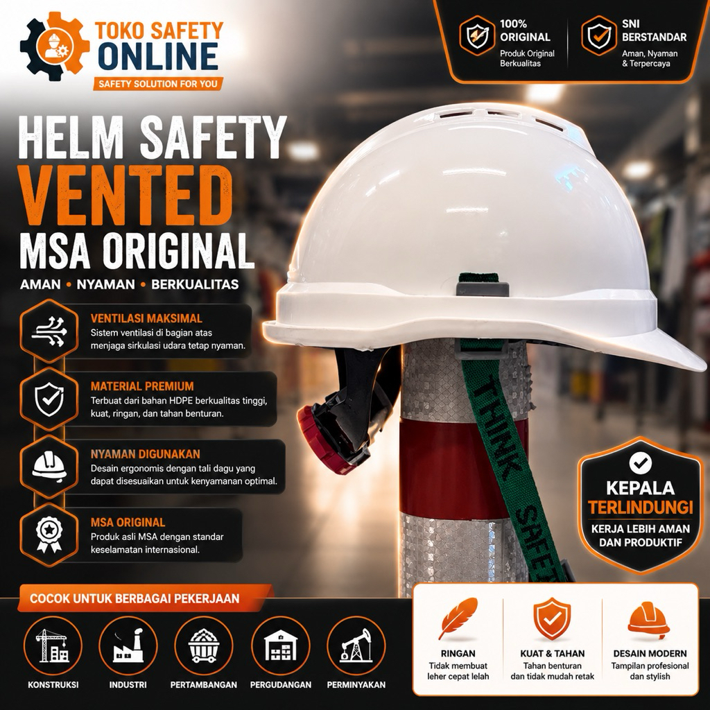 Helm Safety Ventilasi MSA Original Fastrack - Helm Safety Proyek MSA - Helm Safety Venitex Original