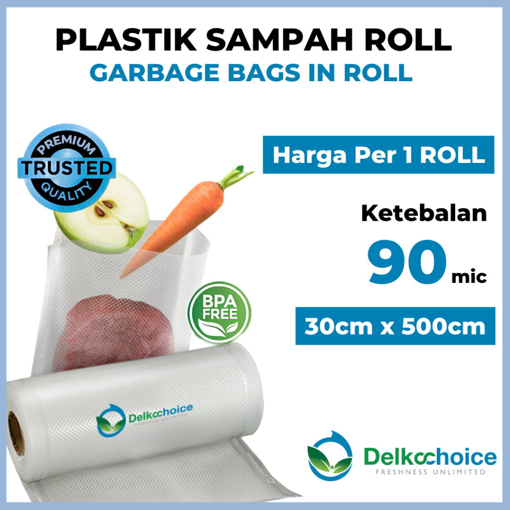 DELKOCHOICE PLASTIK VAKUM VACUUM BAG SEALER MAKANAN ROLL BENING PUTIH EMBOSS 30CM