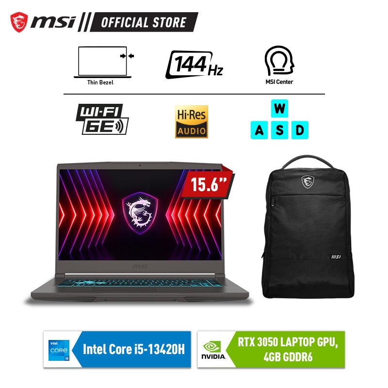 MSI Thin 15 B13UC Core i5-13420H RTX3050 - 8GB 512GB Windows 11 15.6FHD 144HZ