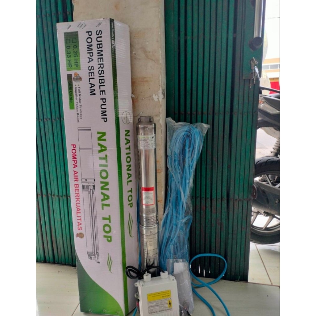 pompa satelit submersible national top Dabion 0,5hp casing pipa 3 in kabel 40 meter bergaransi