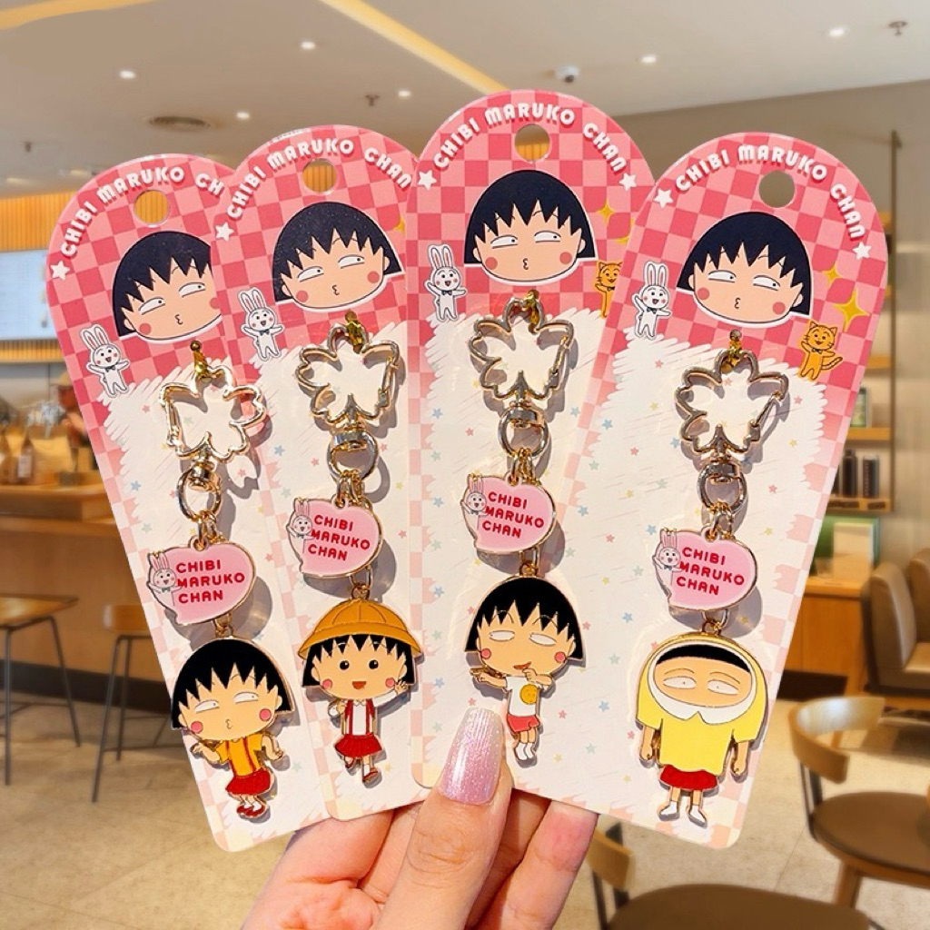 chibi maruko chan - keychain gantungan kunci / tas bag charm chibi maruko-chan momoko sakura bahan m