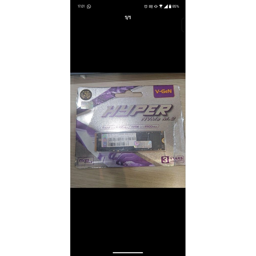 NVME vgen Hyper M2 256 GB
