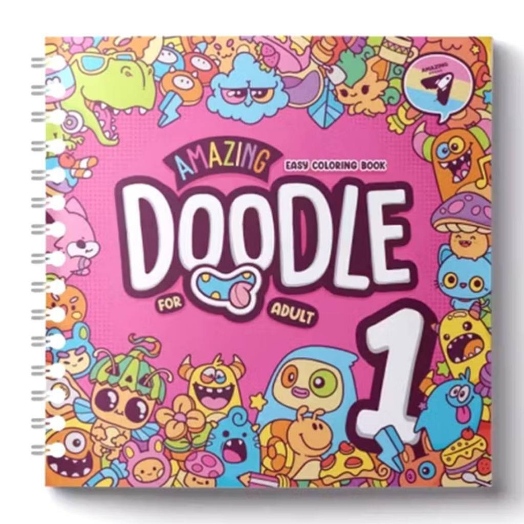 Buku Mewarnai Dewasa/ Colouring Book Doodle Art Kawai Cute/ Draw Doodle Anti Stress For Adult/ Buku 