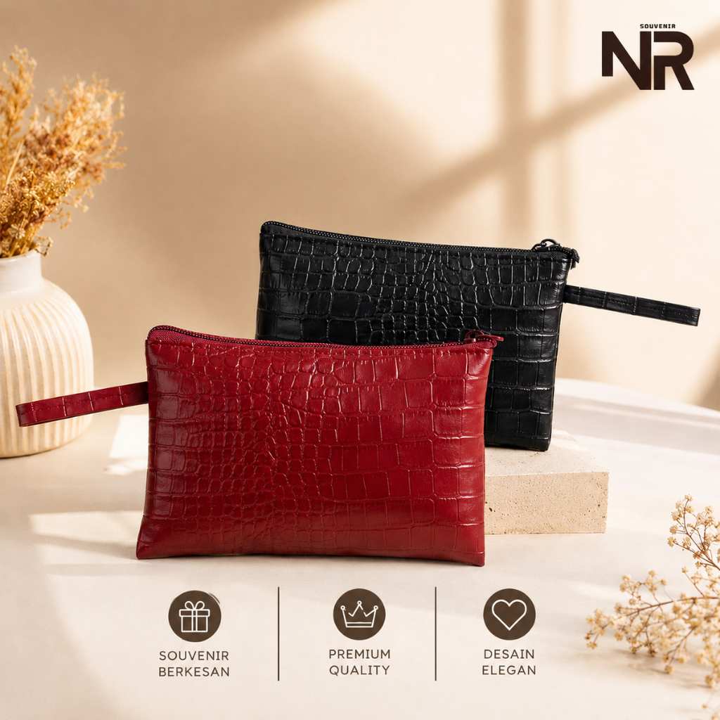 Souvenir Wedding Dompet Pouch Besar Pernikahan Aesthetic Murah Bermanfaat Custom Perpisahan Kantor