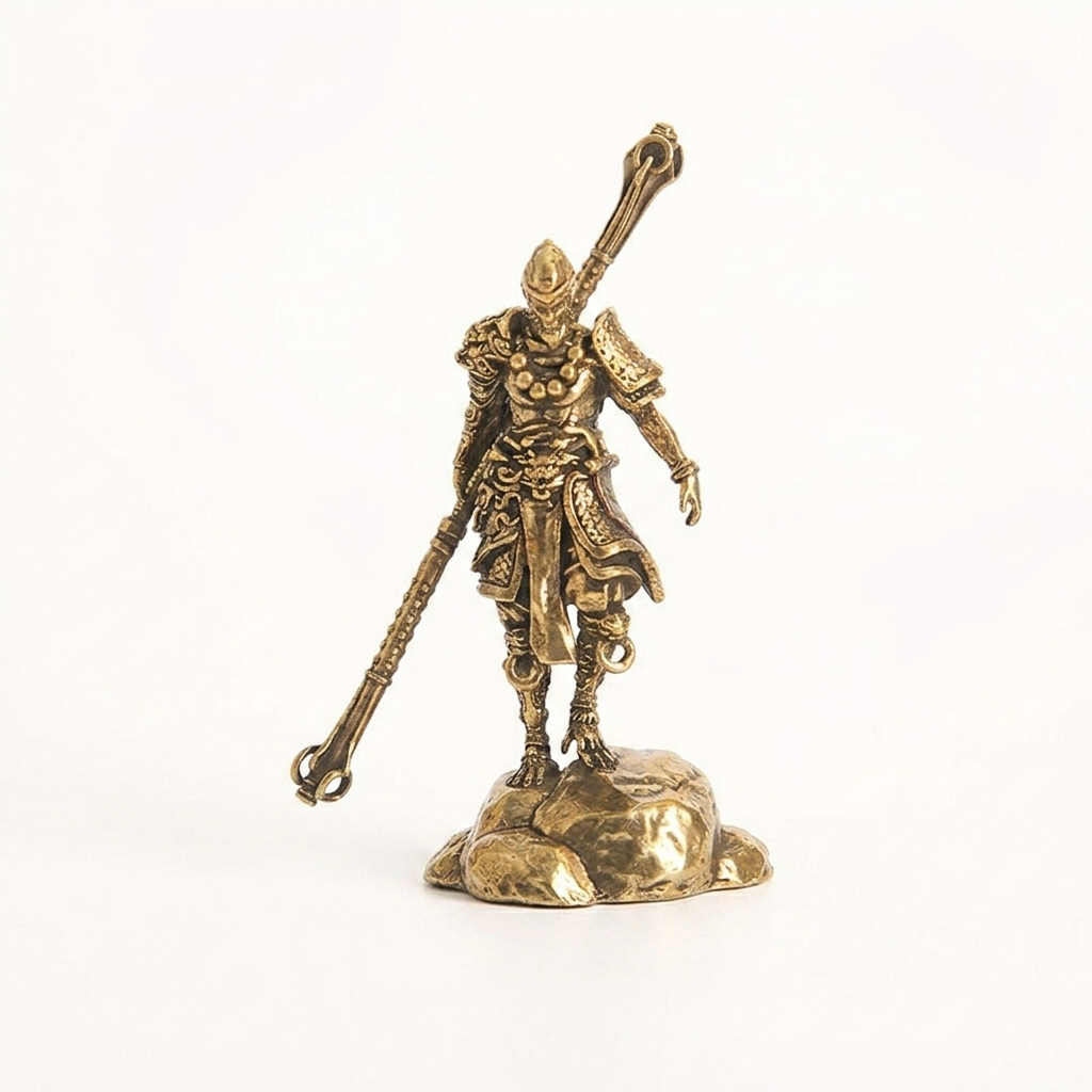 KUNARA Miniatur Patung Sun Wukong Kera Sakti Kuningan Brass Action Figure Kado Unik