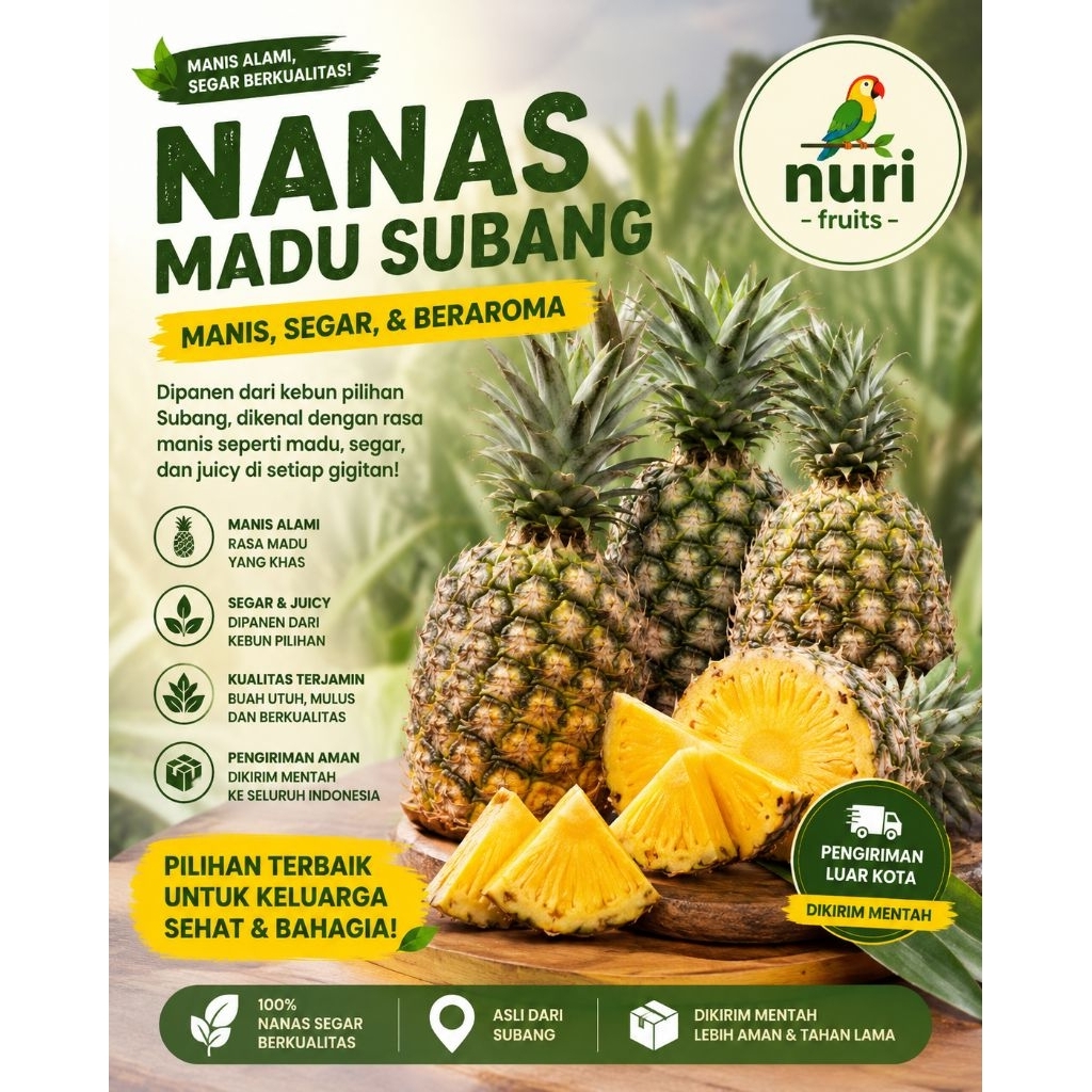 Nanas madu subang |buah segar bandung|nuri fruits|buah segar|nanas|nanas subang|nanas madu