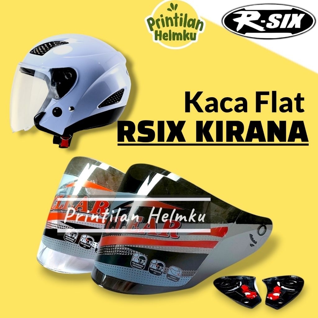 Kaca Helm R SIX KIRANA Flat Visor Helmet R Six Kirana Bening Hitam